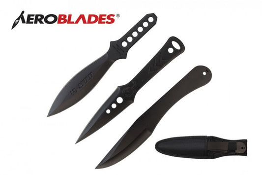 9-inch Length, Assorted 3pc. Stainless Steel Throwing Knive Set