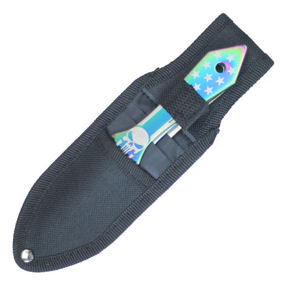 6 1/2" 3 Pc Set Multi-Color Punisher Throwing Knife
