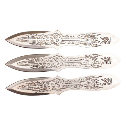 6.5-inch 3pc. Silver Stainless Steel Dragon Throwing Knive Set