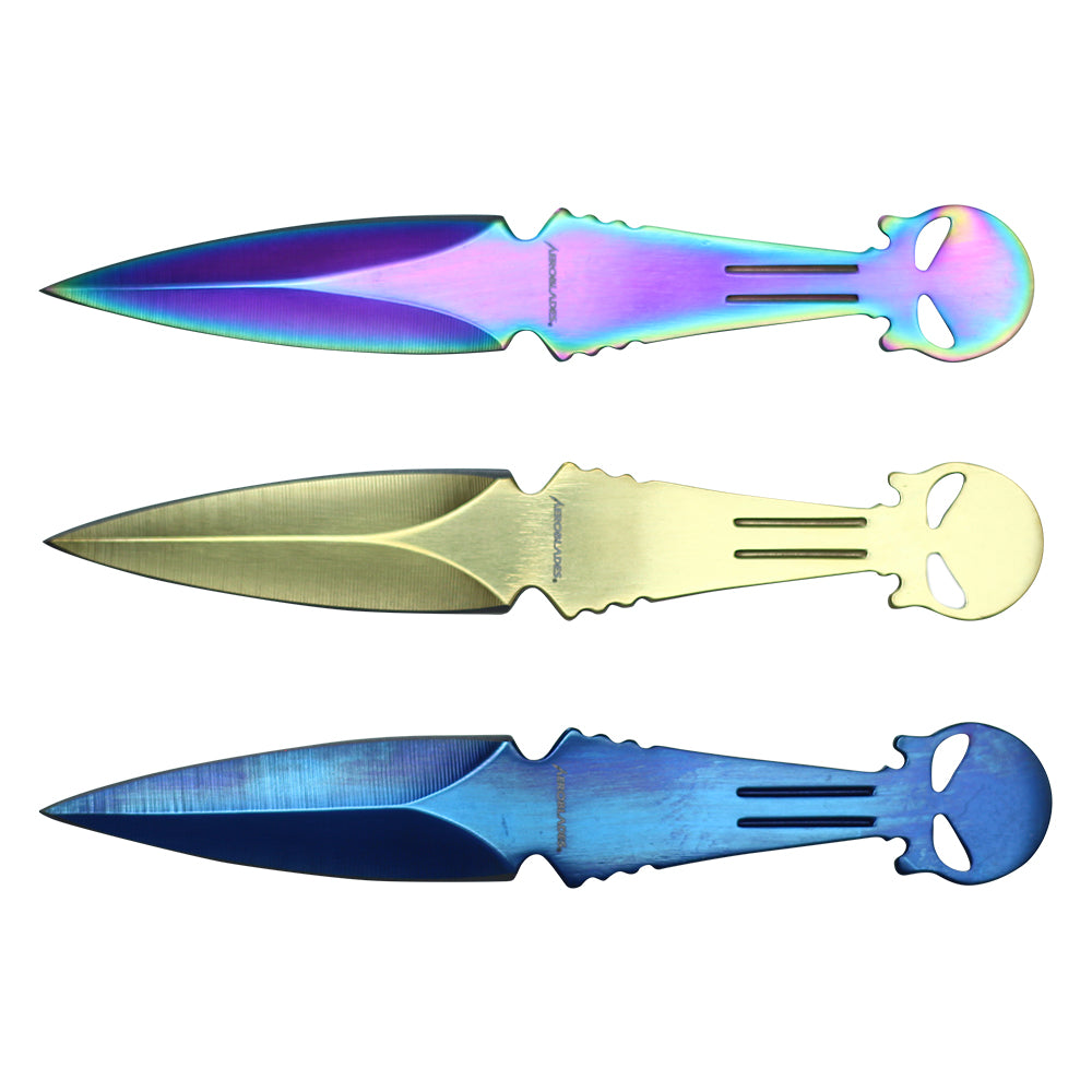 6.5-inch 3pc. Mix Color Stainless Steel Skull hrowing Knive Set