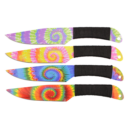 4 pcs 9-inch throwing knives tie dye