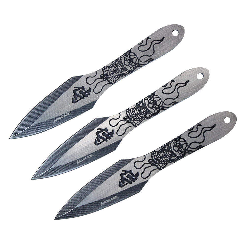 6.5-inch 3pc Black Stainless Steel Warrior Throwing Knive Set