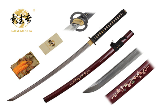 41-inch Handmade Damascus Sword. Real Ray Skin Handle. Silk sword Bag, certificated 2400 layers