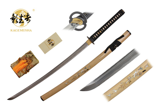 41-inch Handmade Damascus Sword. Real Ray Skin Handle Silk sword Bag, certificated 2400 layers