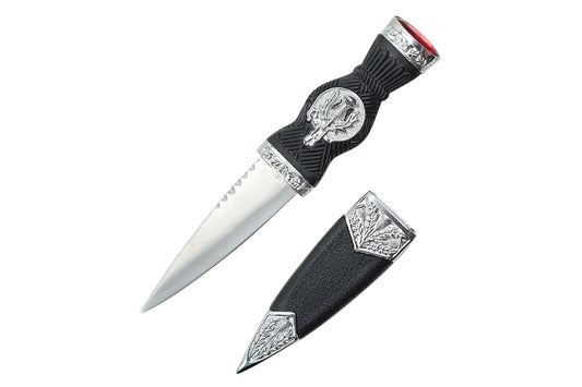 7.25-inch overall Dirk with leaf handle and red gem