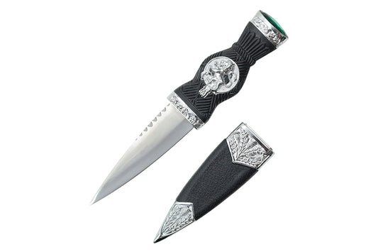 7.25-inch overall Dirk with lion handle and green gem