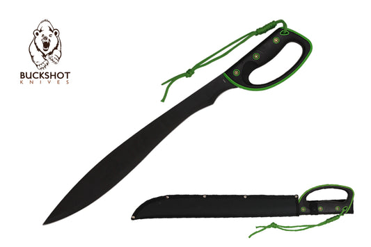 24.5-inch Length, Stainless Steel Blade, Black   Green ABS Handle, Nylon Sheath