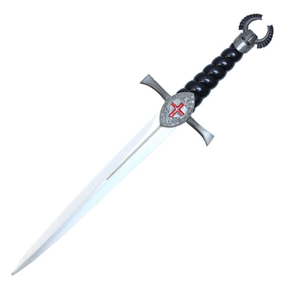 16" Black Templar Knight Dagger w/ Red Cross