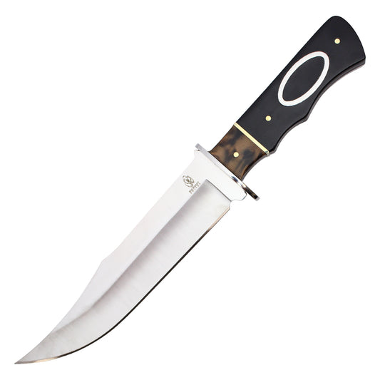 12" Fixed Blade Hunting Knife w/ Black & Brown Handle