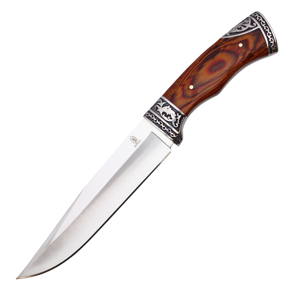 12" Fixed Blade Knife w/ Floral Wood Handle