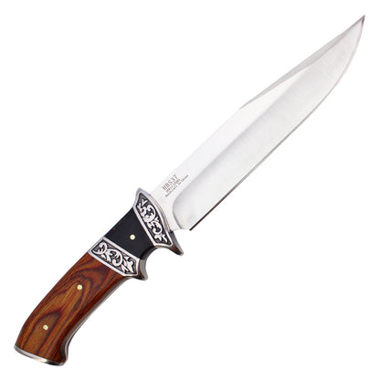 12.5" Fixed Blade Hunting Knife w/ Floral Wood Handle