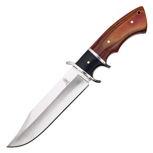 11" Fixed Blade Hunting Knife w/ Black & Wood Handle