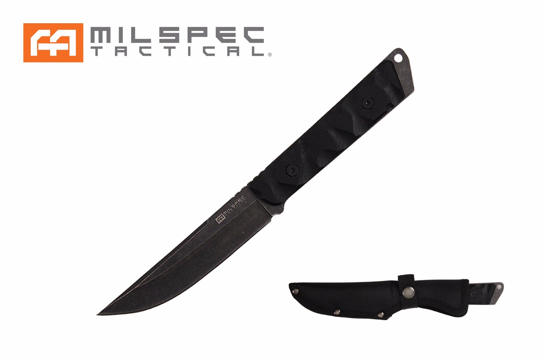 10-inch Stonewashed Drop Point Blade w  Black G10 Handle Knife