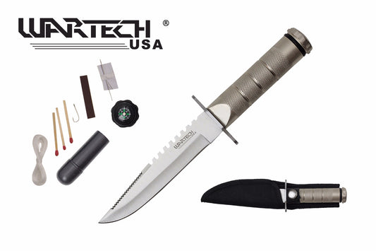 8-inch overall chrome survival knife w  Survial Kit