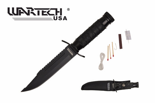 9.5-inch Black Survival Knife w  Survival Kit