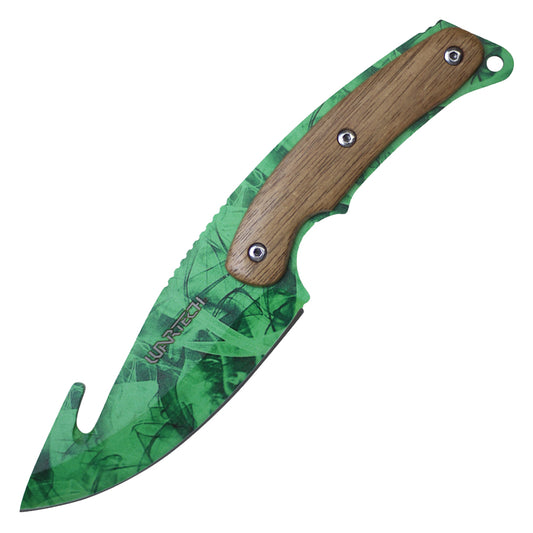 9 1/2" Hunting Knife w/ Wood Handle (Green)