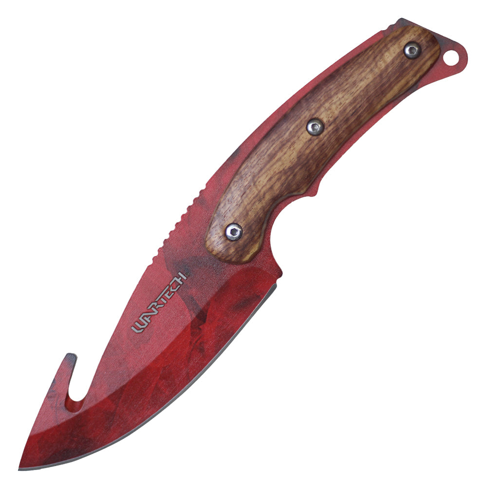 9 1/2" Hunting Knife w/ Wood Handle (Red)