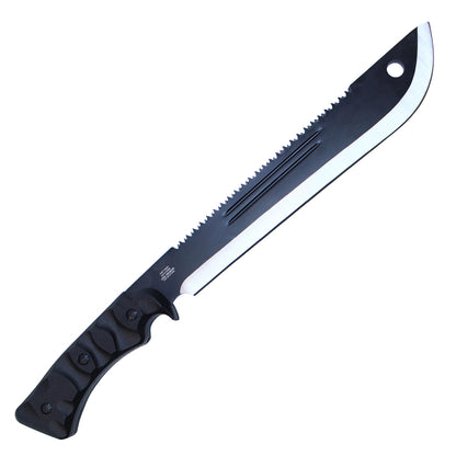 16" Black Tactical Machete w/ Serrated Edge