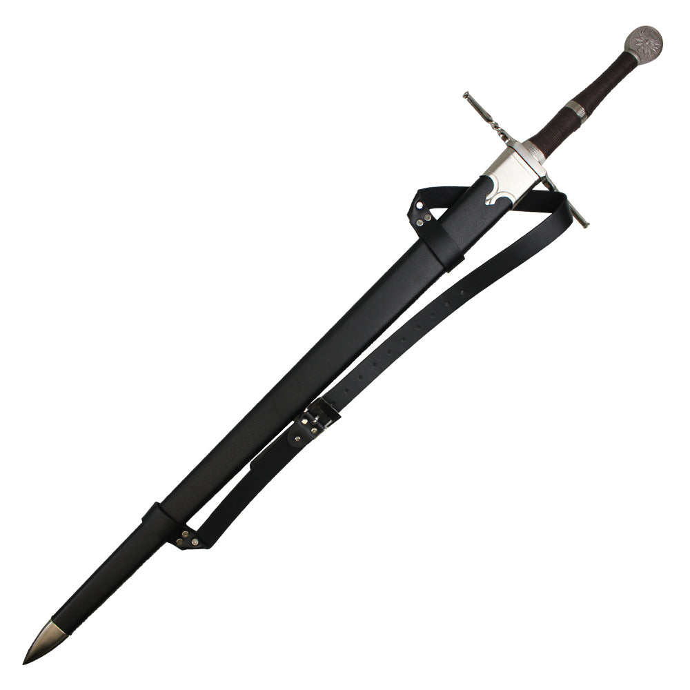 49" The Witcher 3 Steel Sword Replica & Black Scabbard w/ Black Leather Strap