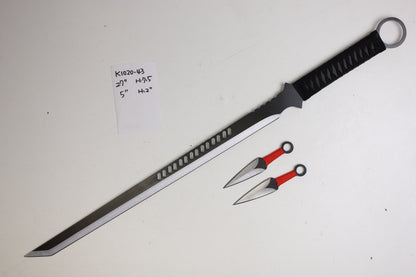 27" Ninja Sword w/ Throwing Knife Set