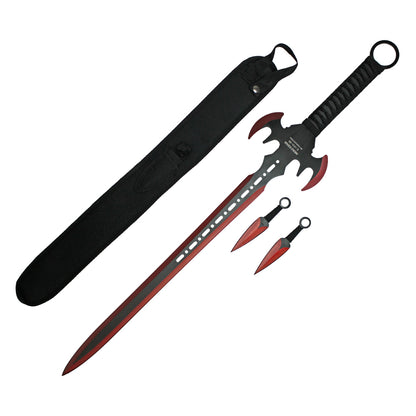 30" Red Nija Machete w/ 2 Piece 5" Thrower