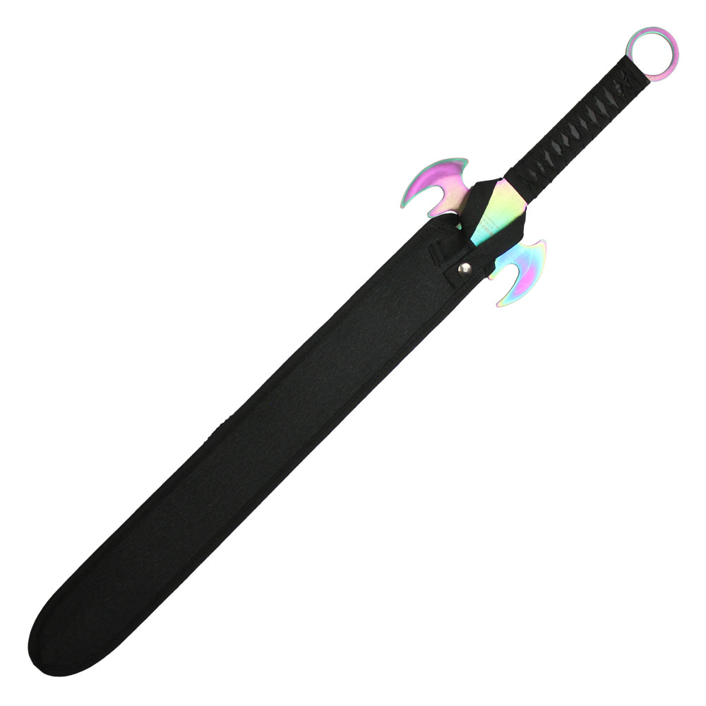 30" Rainbow Ninja Machete w/ Throwing Knives