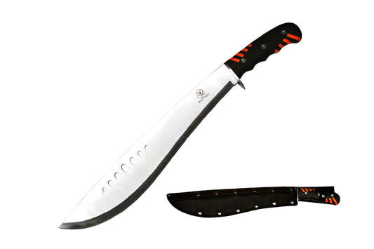 25-inch Machete with 7 holes on the blade and rubber handle