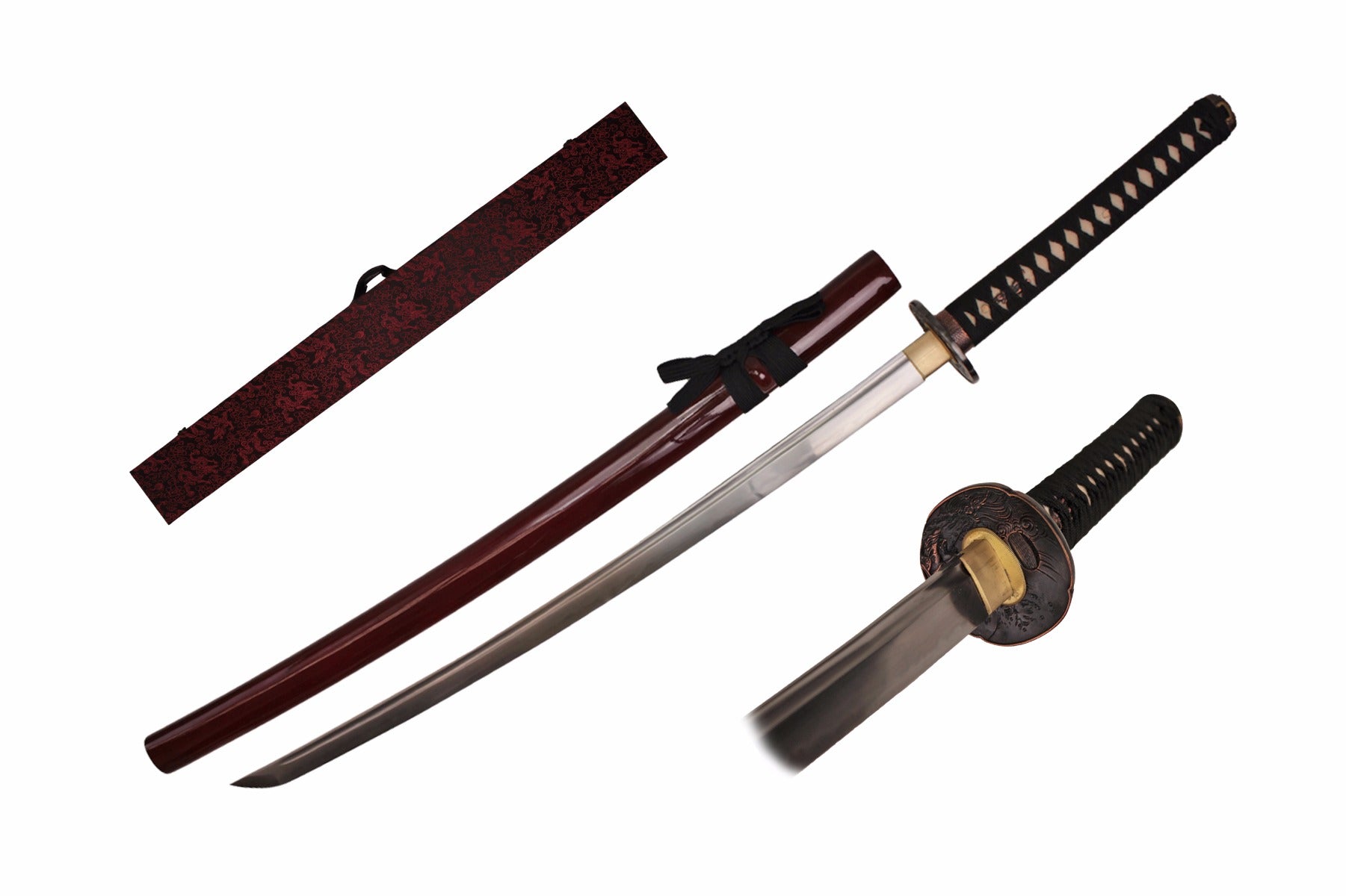 Como Rd Sword 41-inch 1045 Carbon Steel w Red Scabbard. Including: Sword bag and ...