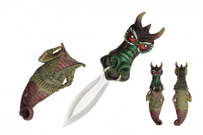 10.5-inch Length, 4.5-inch Blade, Polyresin Dragon Head Handle, Dragon Body Scabbard