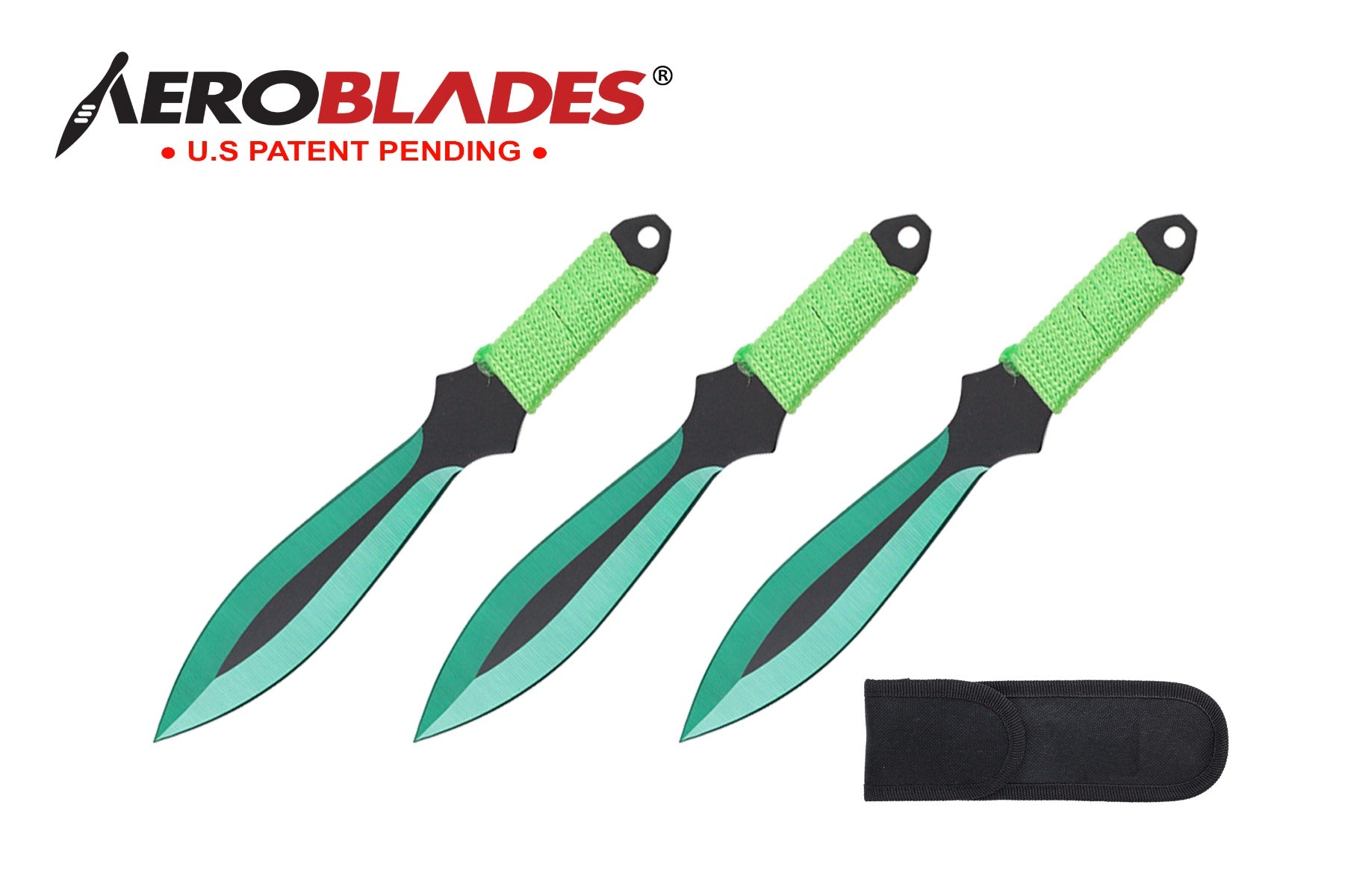 6.75-inch 3pc Set Green   Black Blade Thrower