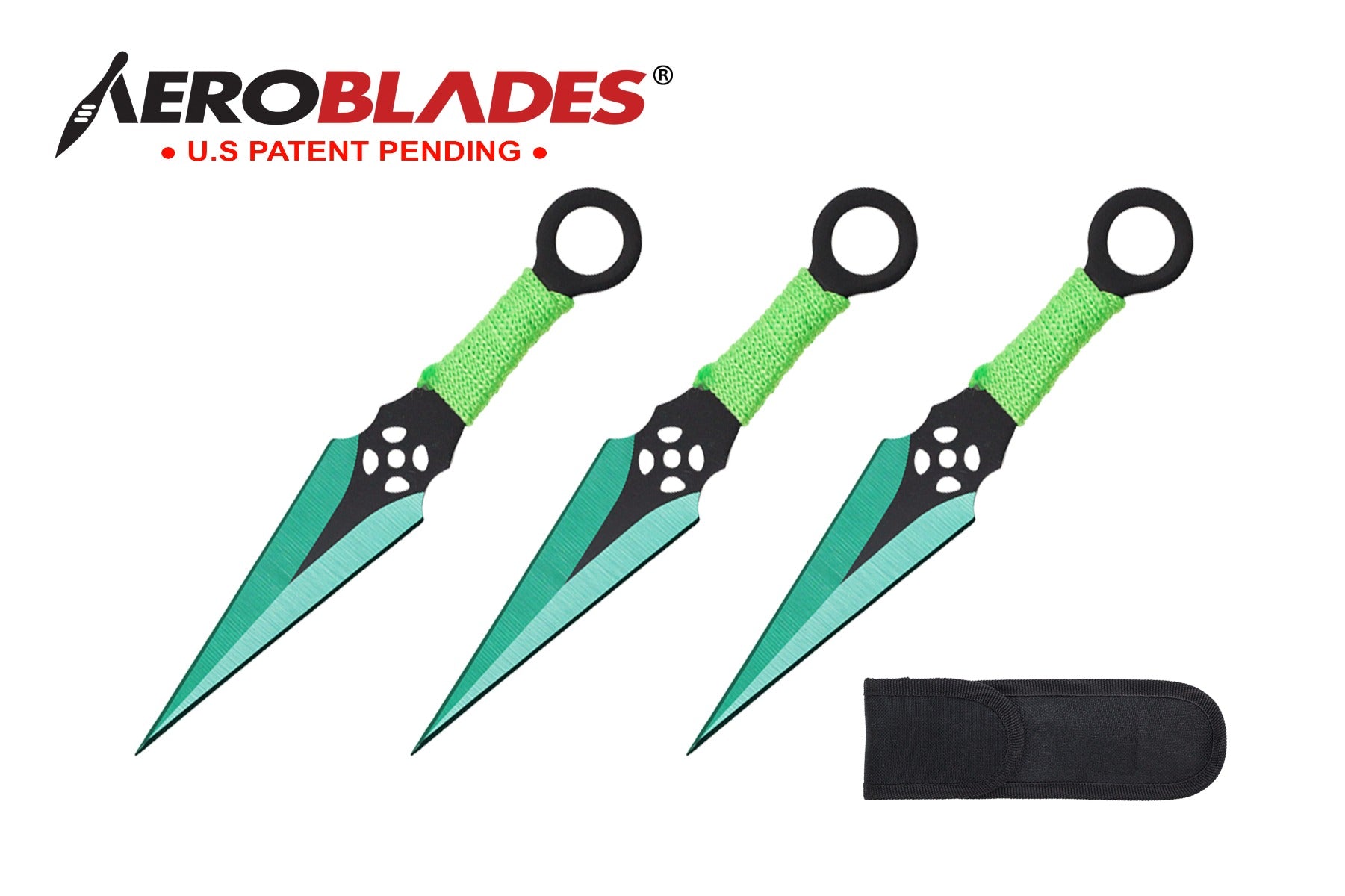 6.5-inch 3pc Set Green   Black Blade Thrower