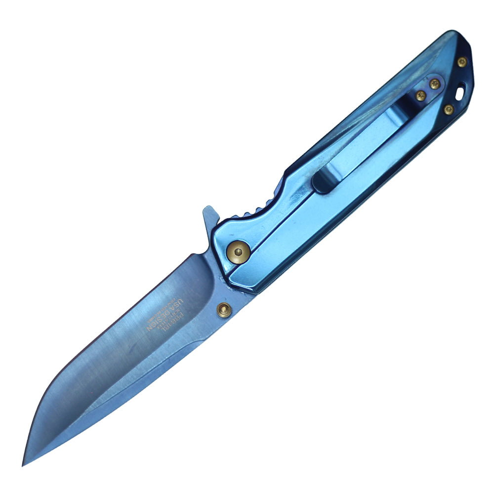 8" WARTECH BALL BEARING BLUE POCKET KNIFE