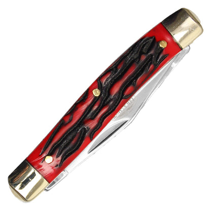 Buckshot 6.75" 2-Blade Red Stag Canoe Pocket Knife