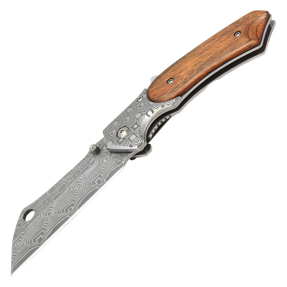 8" Buckshot Thumb Open Spring Assisted Stainless Steel Handle With Inlay Classic Razor Pocket Knife