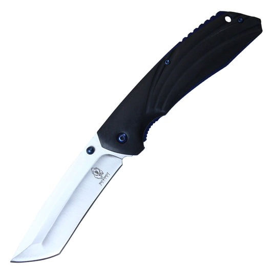 8 3/4" Buckshot Thumb Open Spring Assisted Tanto Cleaver Classic Wood Handle Pocket Knives (Black)