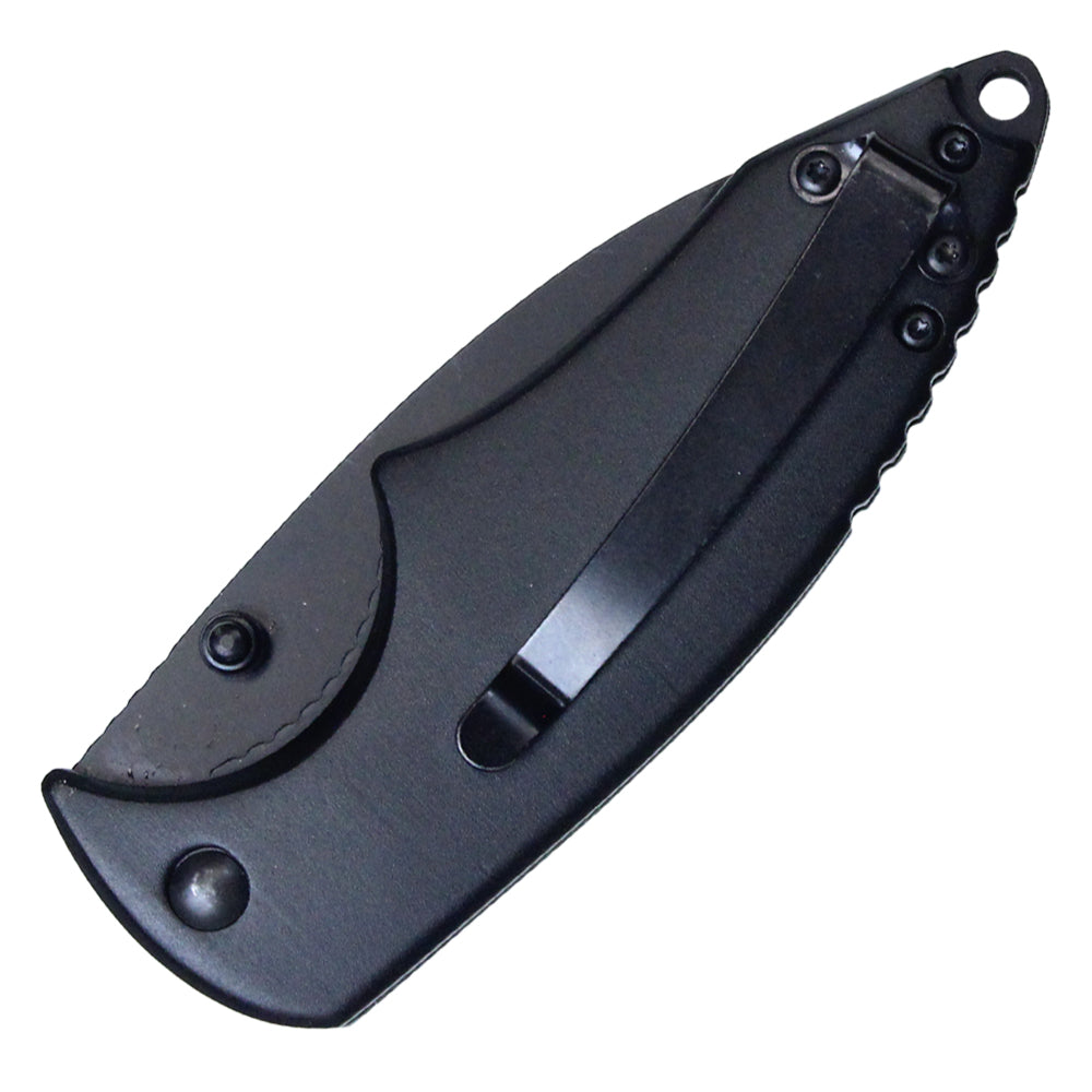 7.75" Buckshot Thumb Open Spring Assisted Indian Feather Skull Handle Pocket Knives (Black)