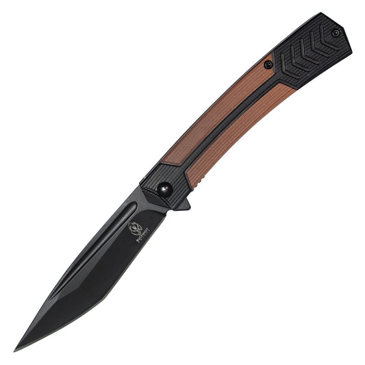 Buckshot  - 8" Black & Brown Pocket Knife