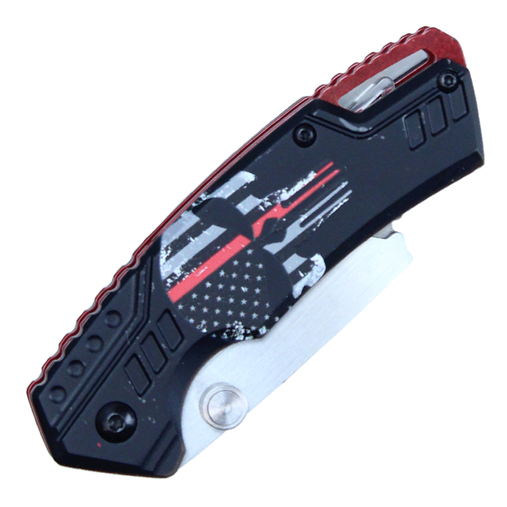 Wartech 7" Thin Red Line Punisher Folding Box Cutter