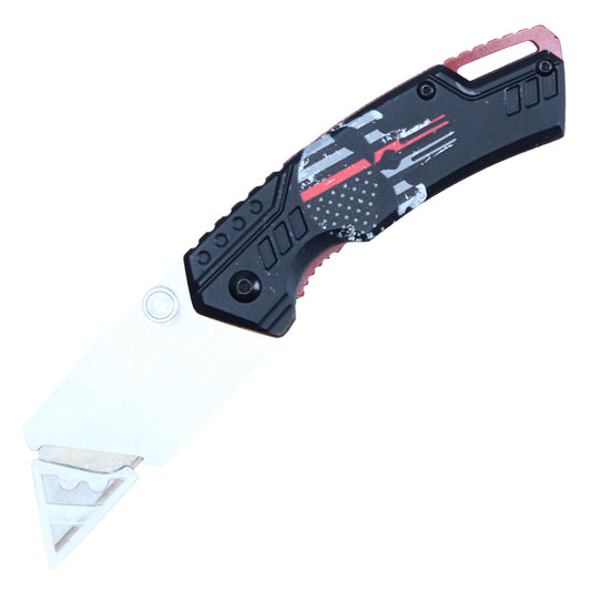 Wartech 7" Thin Red Line Punisher Folding Box Cutter