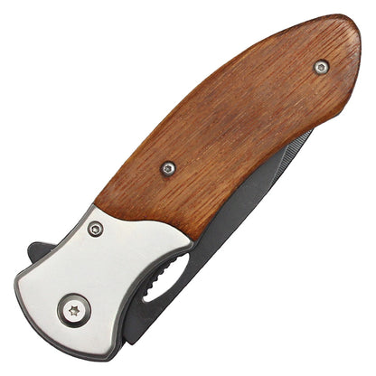 8" Brown Wood Pocket Knife