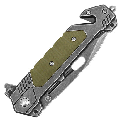 8" Stonewashed Pocket Knife -  Milspec Tactical