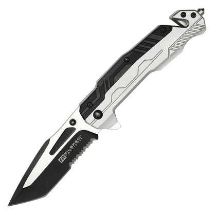 8.25" Milspec Black & Silver Pocket Knife