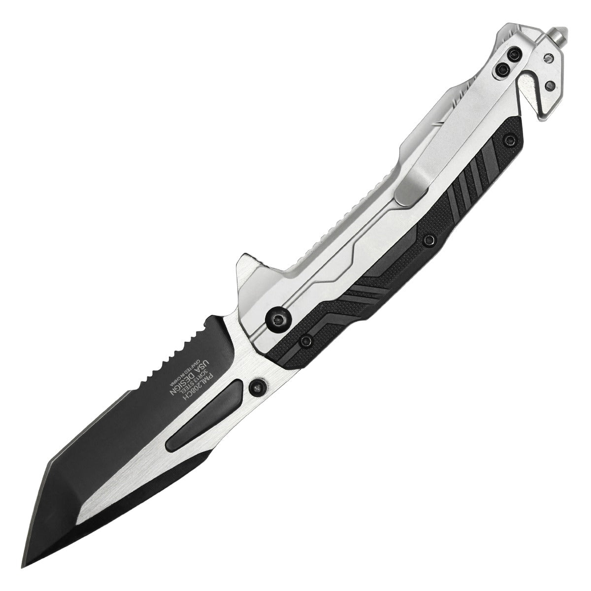 8.25" Milspec Black & Silver Pocket Knife