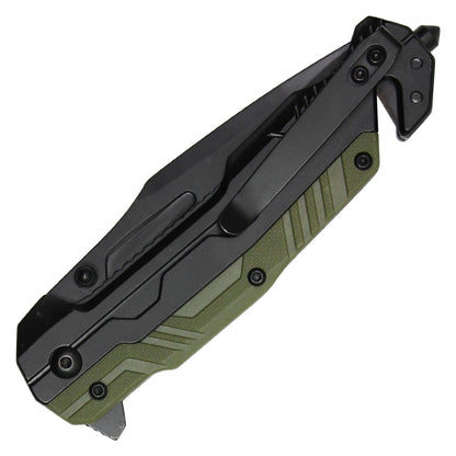 8.25" Milspec Green & Black Pocket Knife