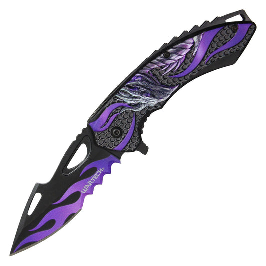 7.75" Purple Dragon Pocket Knife