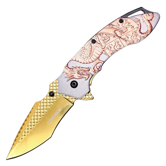 7.75" Gold Dragon Pocket Knife
