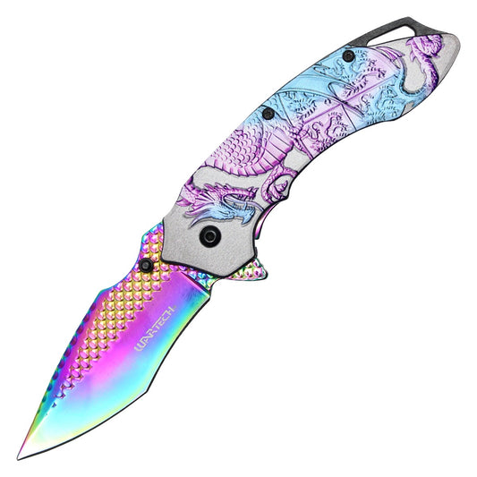 7.75" Rainbow Dragon Pocket Knife