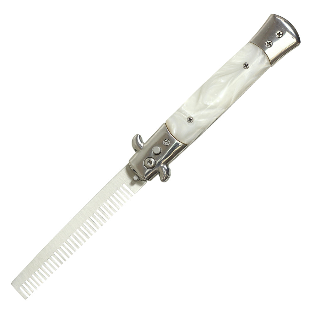 9" Automatic Switchblade w/ Safety (White)