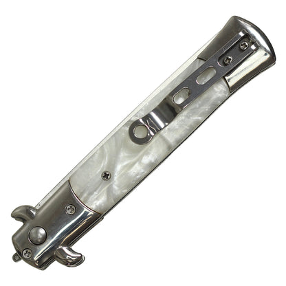 9" Automatic Switchblade w/ Safety (White)