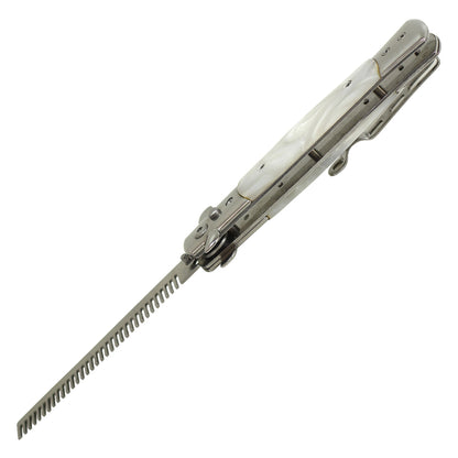 9" Automatic Switchblade w/ Safety (White)